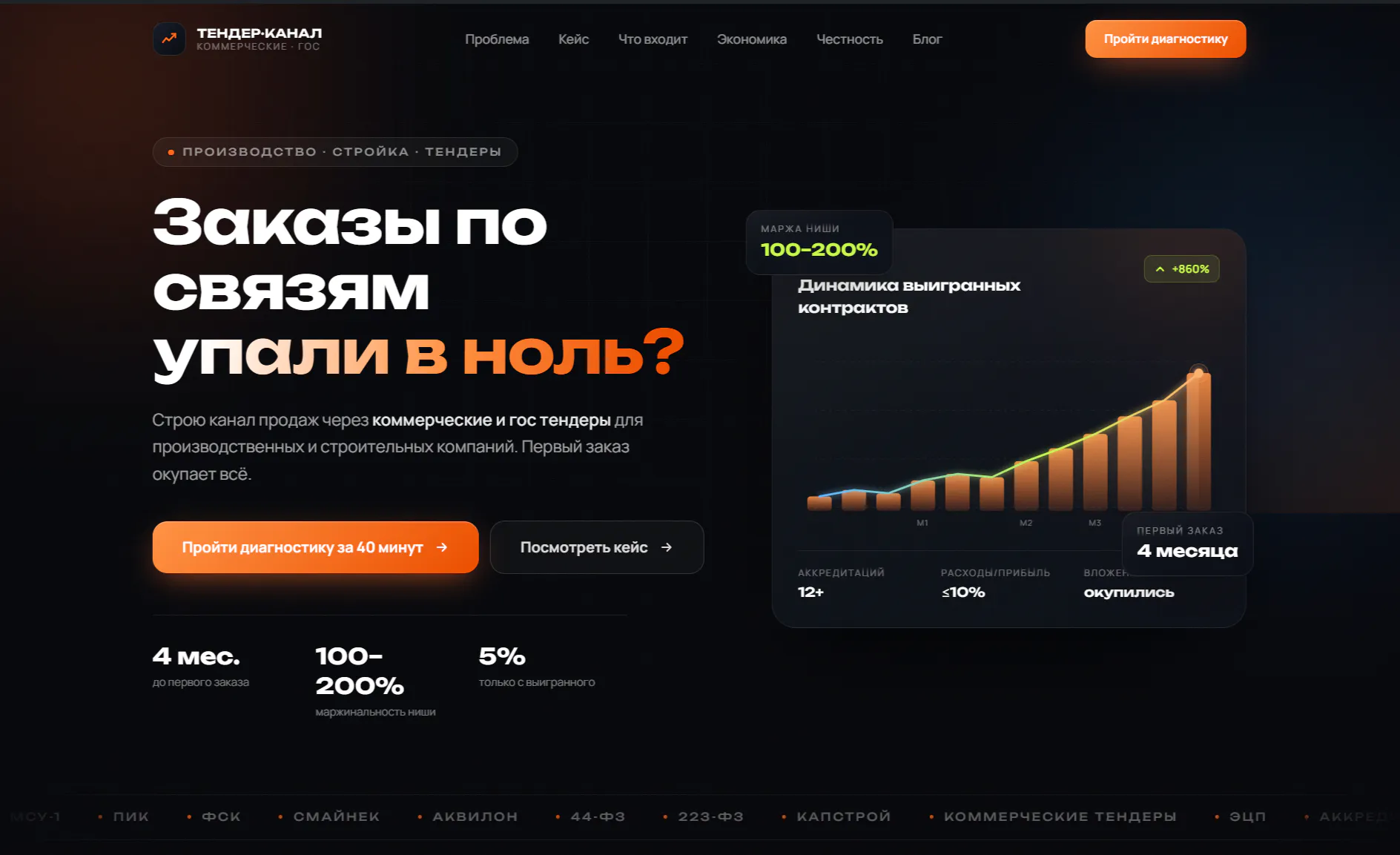Шаблон сайта тендерного сопровождения с блогом на WordPress